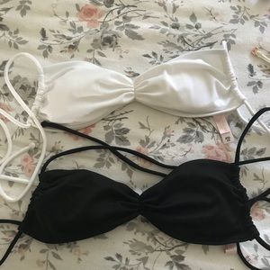 2 strapless bathing suit tops